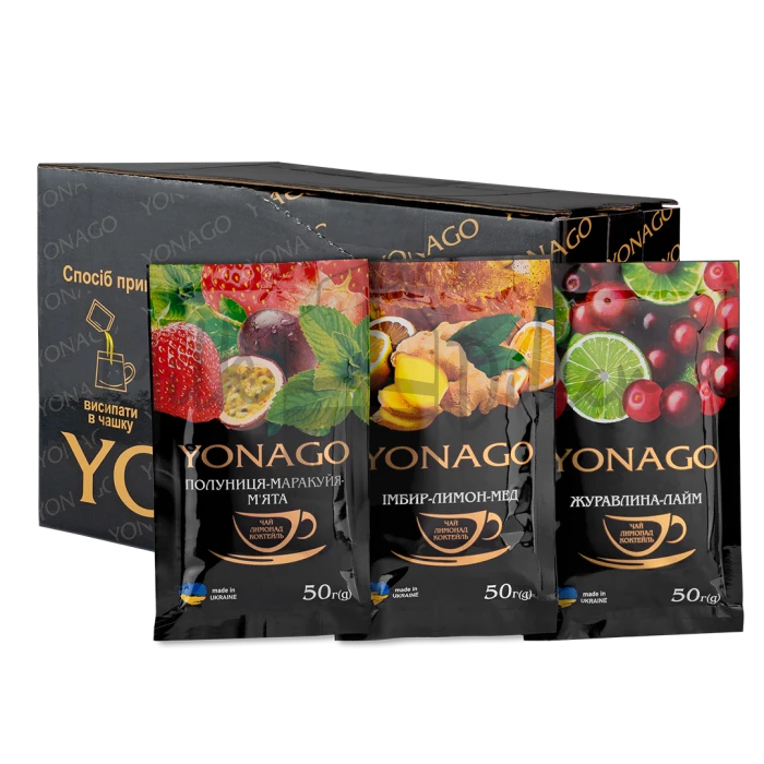 Чай концентрат YONAGO Фруктово-ягідне АСОРТІ шоубокс (24 саше 50г)